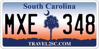 SC license plate MXE348