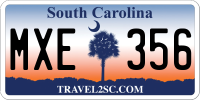 SC license plate MXE356