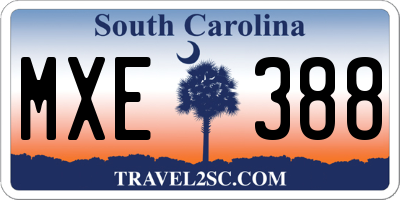 SC license plate MXE388