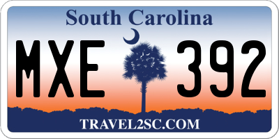 SC license plate MXE392