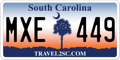 SC license plate MXE449