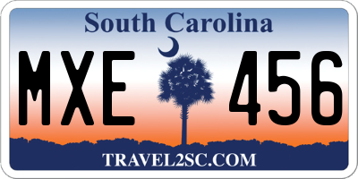 SC license plate MXE456