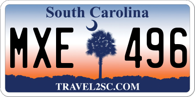 SC license plate MXE496