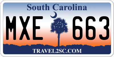 SC license plate MXE663