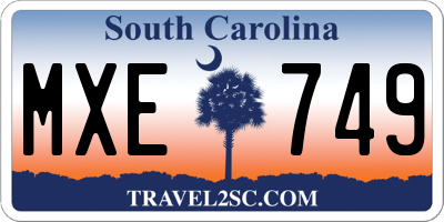SC license plate MXE749