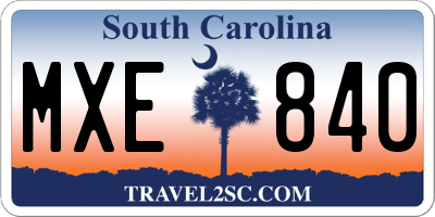 SC license plate MXE840