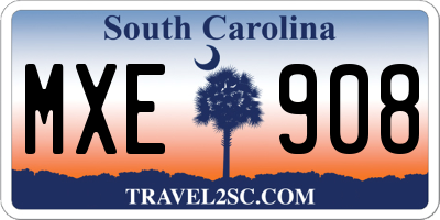SC license plate MXE908