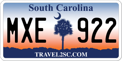 SC license plate MXE922