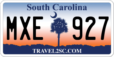 SC license plate MXE927