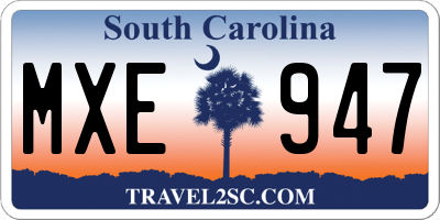 SC license plate MXE947