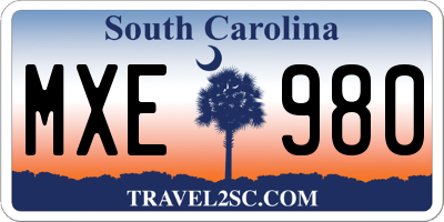 SC license plate MXE980