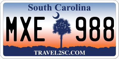 SC license plate MXE988