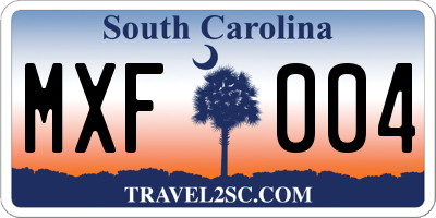 SC license plate MXF004