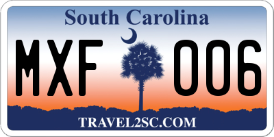 SC license plate MXF006