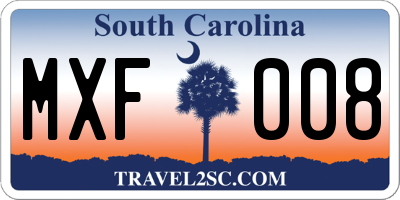 SC license plate MXF008