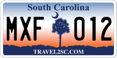 SC license plate MXF012