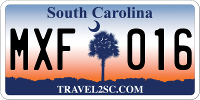 SC license plate MXF016
