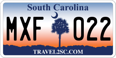 SC license plate MXF022