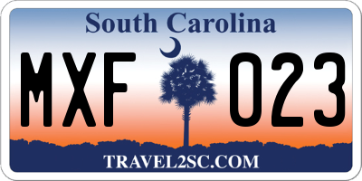 SC license plate MXF023