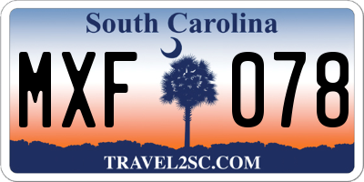 SC license plate MXF078