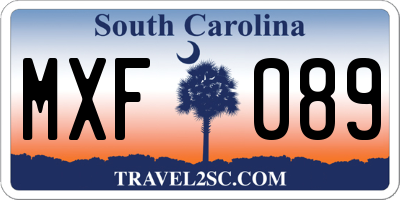 SC license plate MXF089