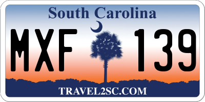 SC license plate MXF139