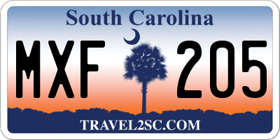 SC license plate MXF205