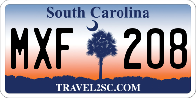 SC license plate MXF208