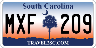 SC license plate MXF209
