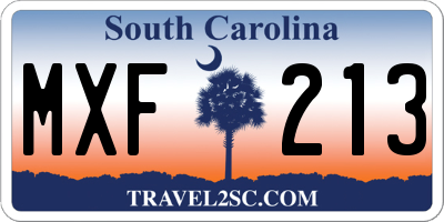 SC license plate MXF213