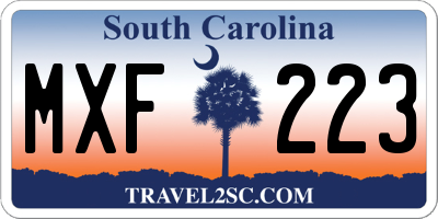 SC license plate MXF223
