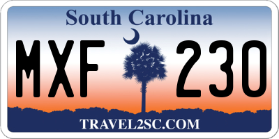 SC license plate MXF230