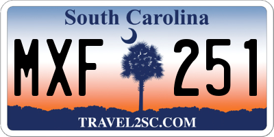 SC license plate MXF251