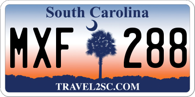 SC license plate MXF288