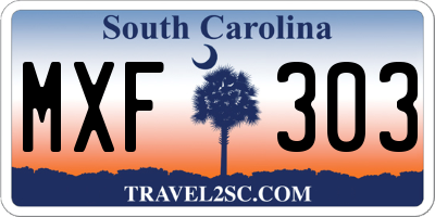 SC license plate MXF303