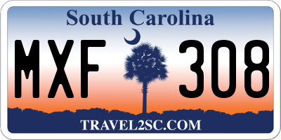 SC license plate MXF308