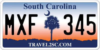 SC license plate MXF345