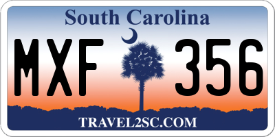 SC license plate MXF356