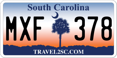 SC license plate MXF378