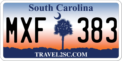 SC license plate MXF383