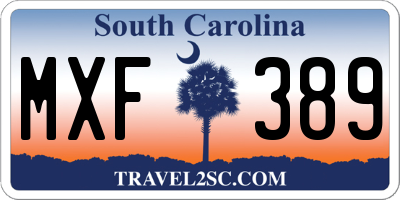 SC license plate MXF389