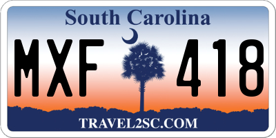SC license plate MXF418