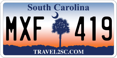 SC license plate MXF419