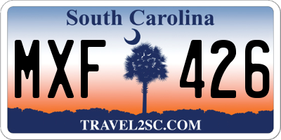 SC license plate MXF426