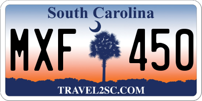 SC license plate MXF450