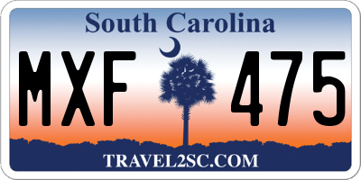 SC license plate MXF475