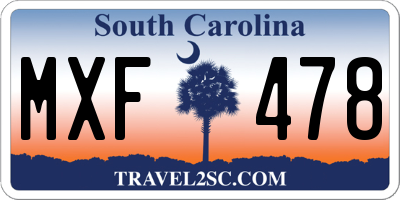 SC license plate MXF478