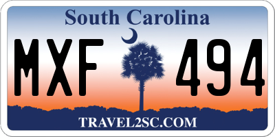 SC license plate MXF494