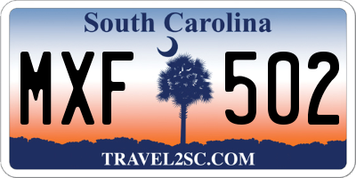 SC license plate MXF502