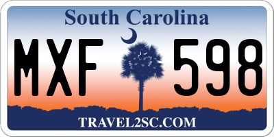 SC license plate MXF598